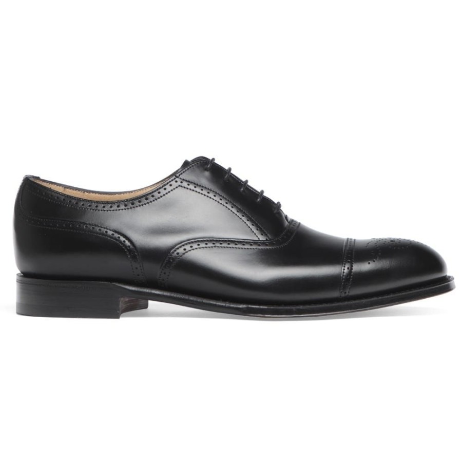 Men Cheaney Semi Brogues | Kelmarsh Oxford Semi Brogue In Black Calf Leather | Leather Sole