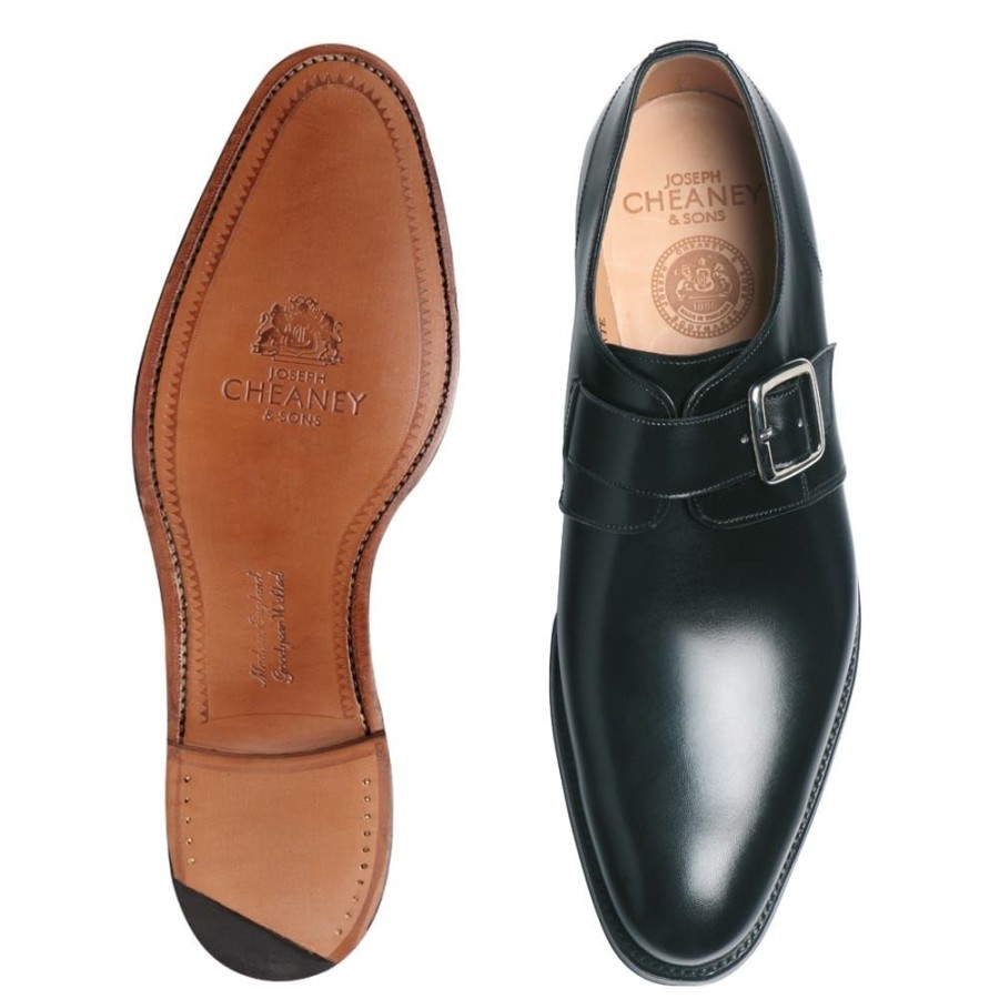 Men Cheaney Monk Shoes | Moorgate Single Buckle Monk Shoe In Black Calf Leather