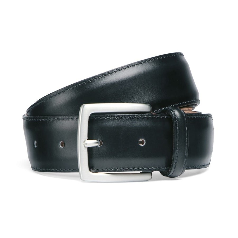 Accessories Cheaney | Black Calf Belt With Silver Buckle