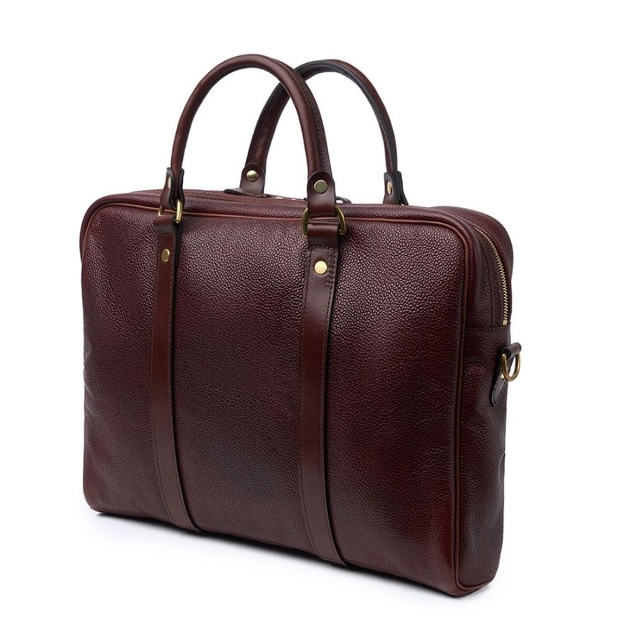 Accessories Croots X Cheaney | Laptop Bag In Burgundy Grain Leather