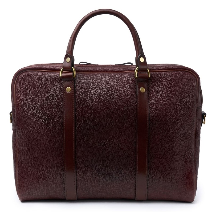 Accessories Croots X Cheaney | Laptop Bag In Burgundy Grain Leather