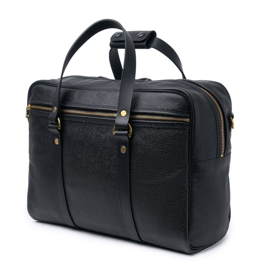 Accessories Croots X Cheaney | Traveller Bag In Black Grain Leather