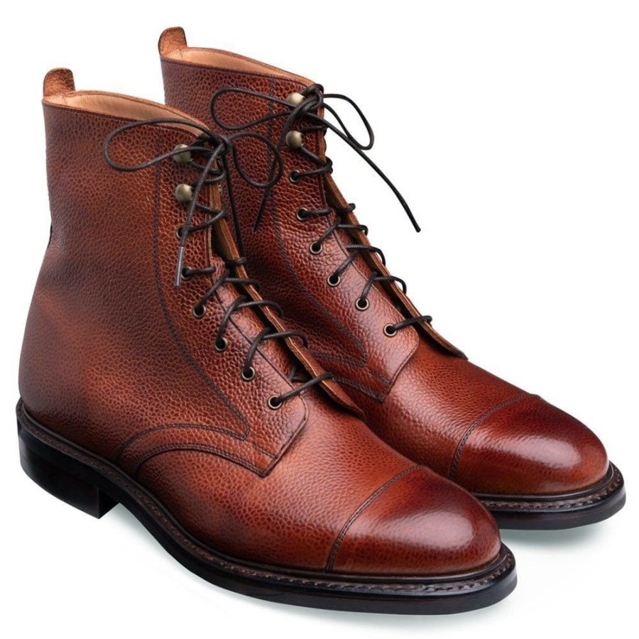 Men Cheaney Derby Boots | Elliott Ii R Capped Derby Boot In Mahogany Grain Leather