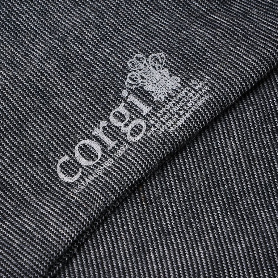 Accessories Corgi | Fine Stripe Black/Grey Wool Socks