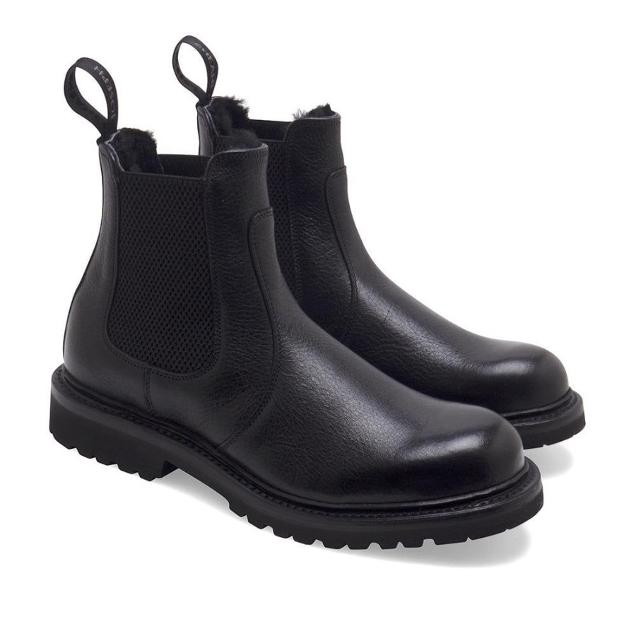 Women Cheaney Chelsea Boots | Ellis Gv Shearling Lined Chelsea Boot In Jet Black Kudu Leather