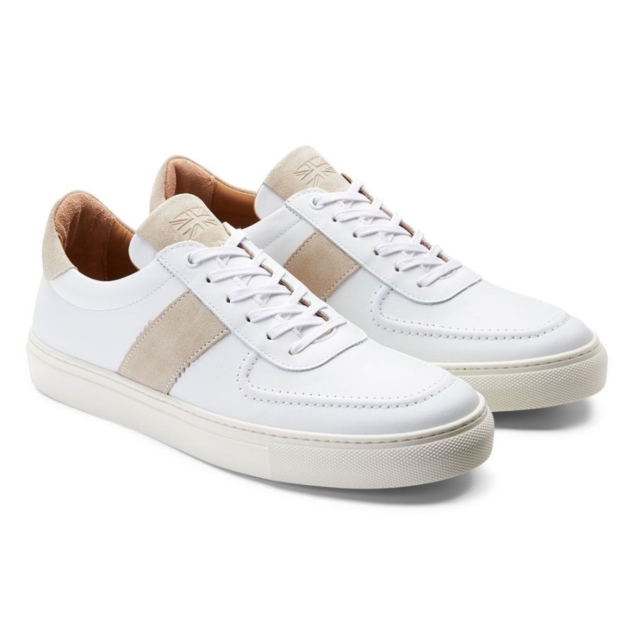 Men Cheaney X Goral Trainers | Hallam Trainer In White Leather/Rock Suede