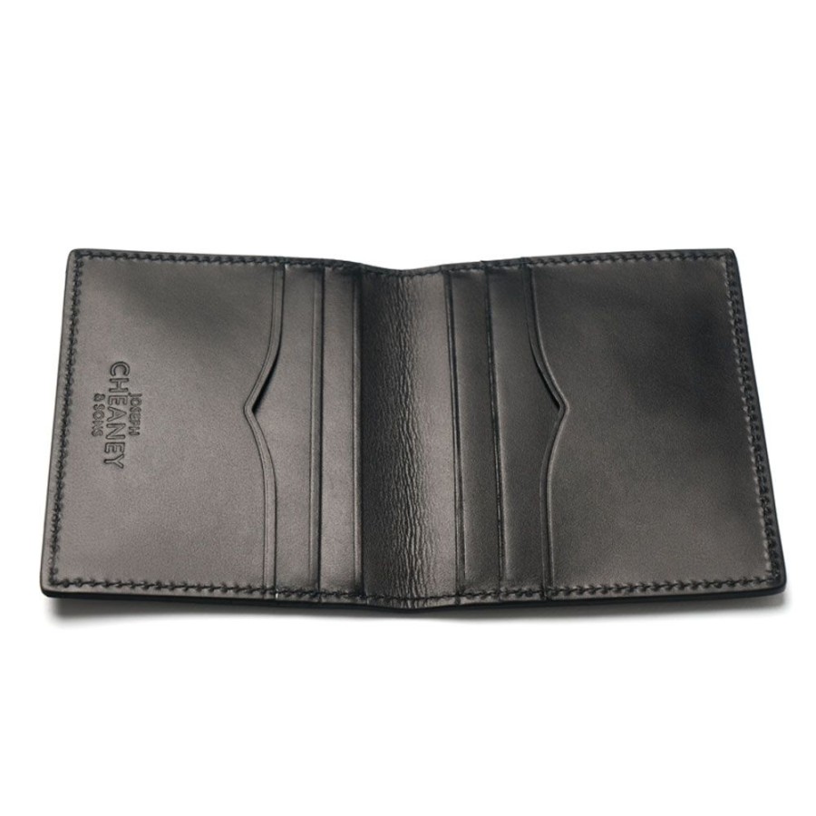 Accessories Cheaney | Folding Card Holder In Black Calf Leather