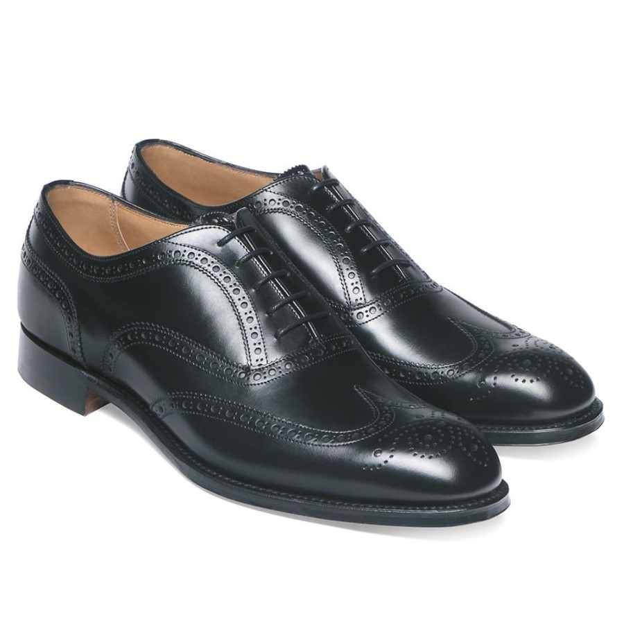 Men Cheaney Brogues | Arthur Iii D Oxford Brogue In Black Calf Leather | Diamond Rubber Sole