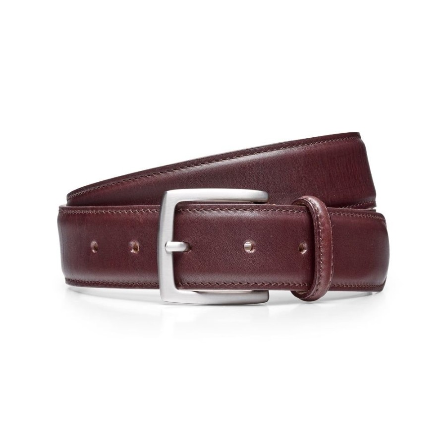 Accessories Cheaney | Burgundy Calf Belt With Silver Buckle