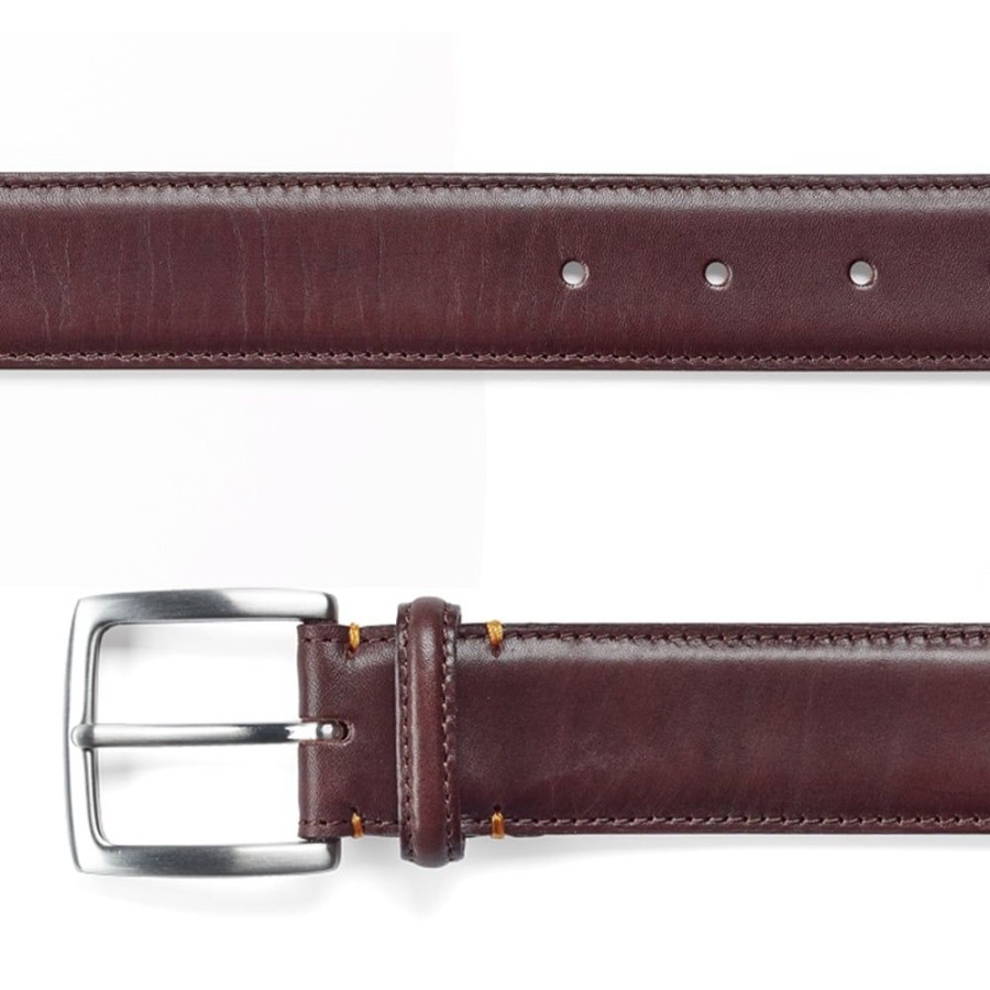 Accessories Cheaney | Burgundy Calf Belt With Silver Buckle