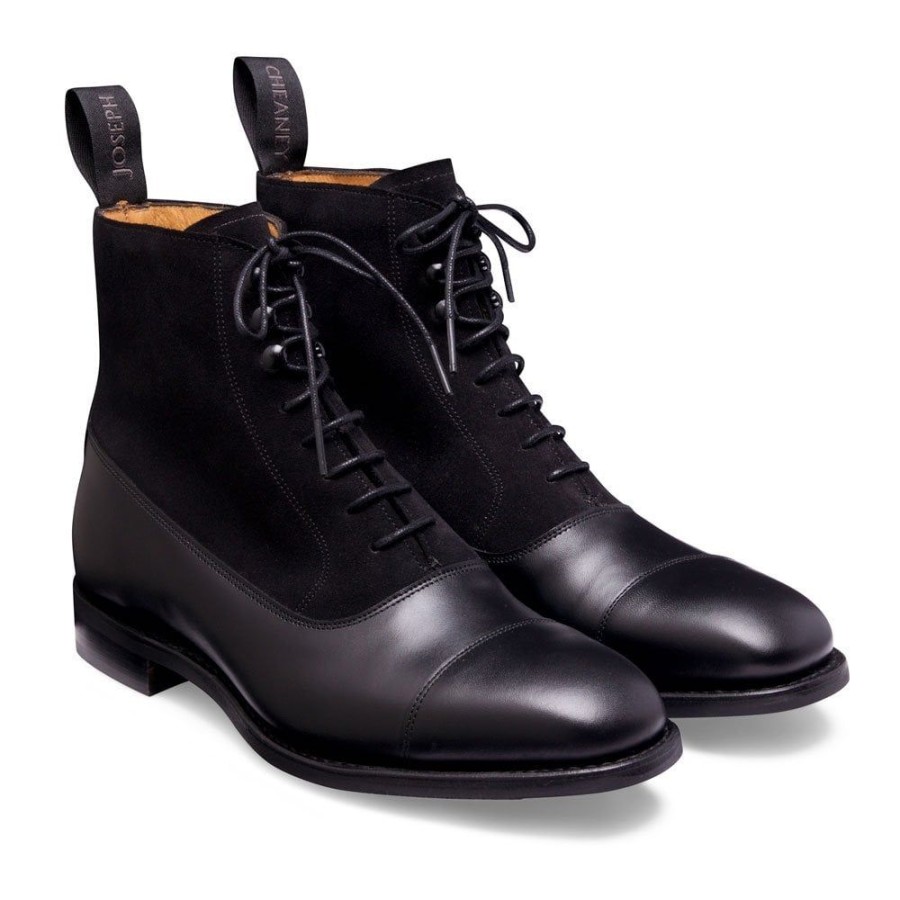 Women Cheaney Balmoral Boots | Anna D Balmoral Boot In Black Calf Leather/Black Suede