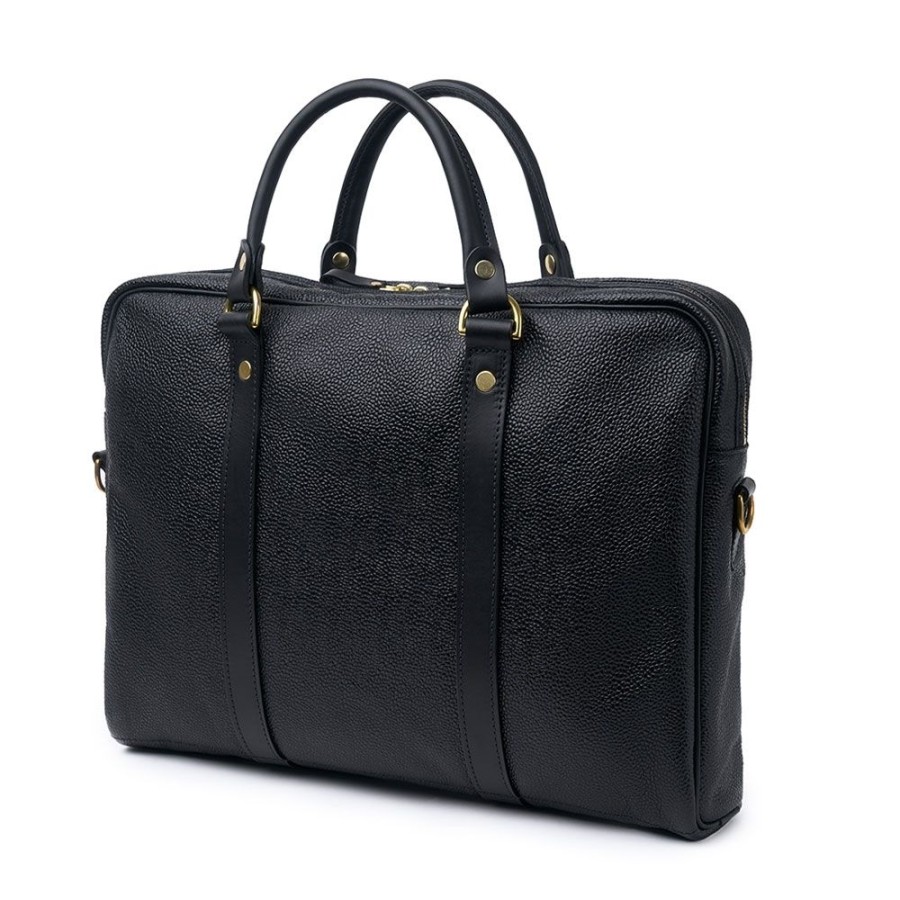 Accessories Croots X Cheaney | Laptop Bag In Black Grain Leather