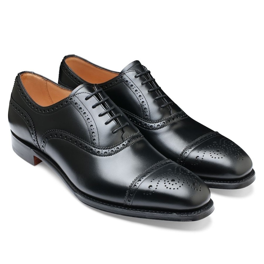 Men Cheaney Semi Brogues | Islington Oxford Semi Brogue In Black Calf Leather