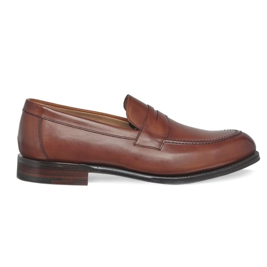 Men Cheaney Loafers | Hadley Penny Loafer In Dark Leaf Calf Leather