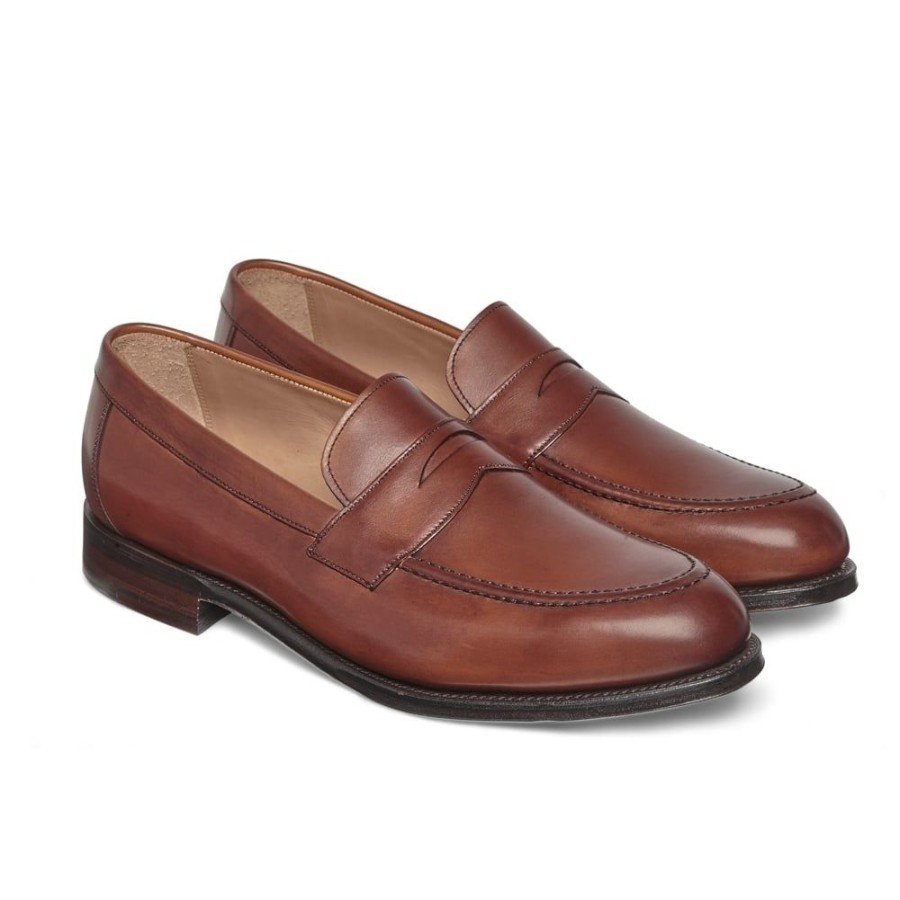 Men Cheaney Loafers | Hadley Penny Loafer In Dark Leaf Calf Leather