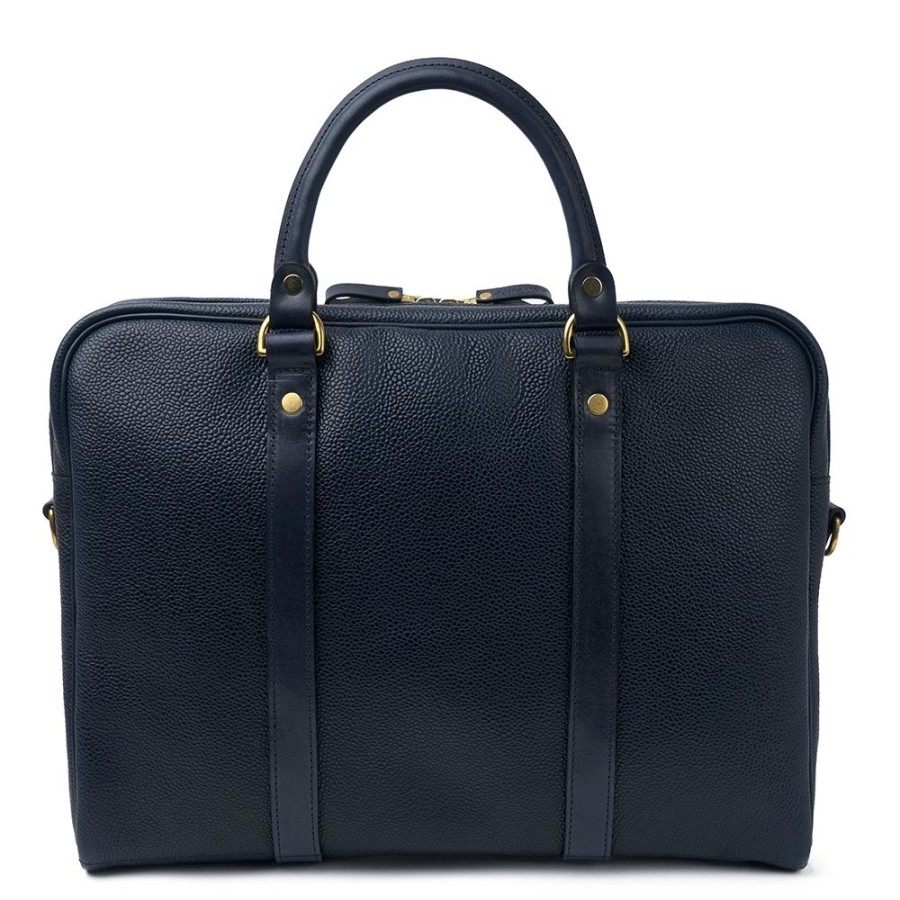 Accessories Croots X Cheaney | Laptop Bag In Navy Grain Leather