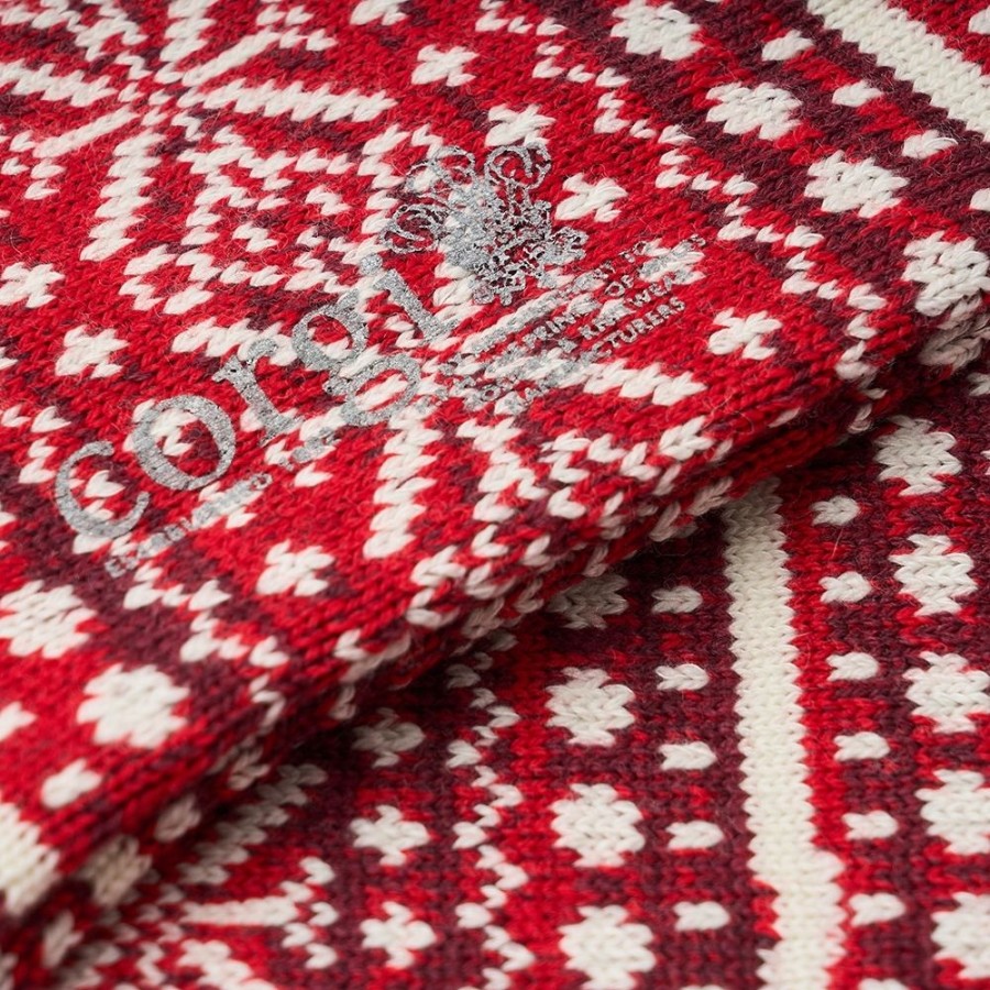 Accessories Corgi | Marl Fair Isle Red Mens Wool & Cotton Socks