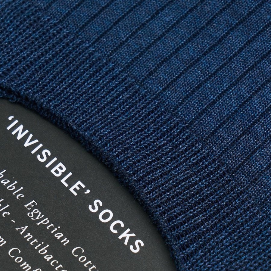 Accessories Corgi | Ribbed Egyptian Cotton Navy Invisible Socks