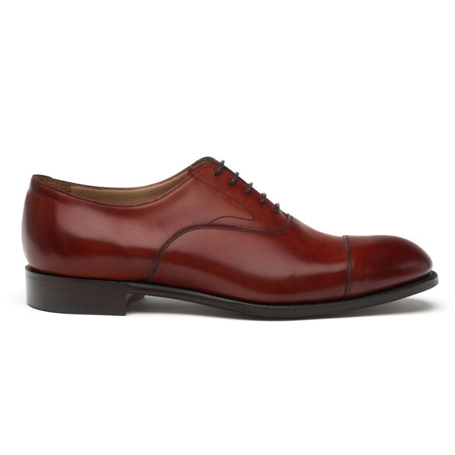 Men Cheaney Oxfords | Alfred Capped Oxford In Dark Leaf Calf Leather