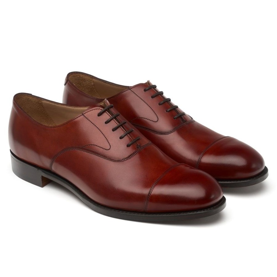 Men Cheaney Oxfords | Alfred Capped Oxford In Dark Leaf Calf Leather