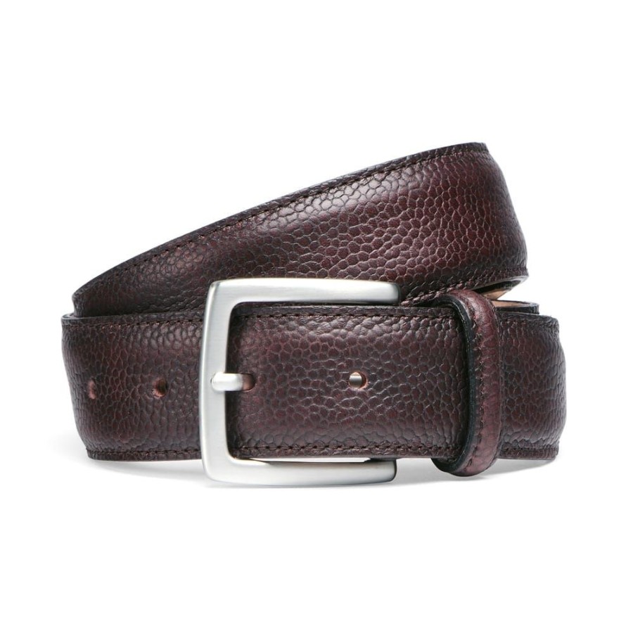 Accessories Cheaney | Burgundy Grain Belt With Silver Buckle