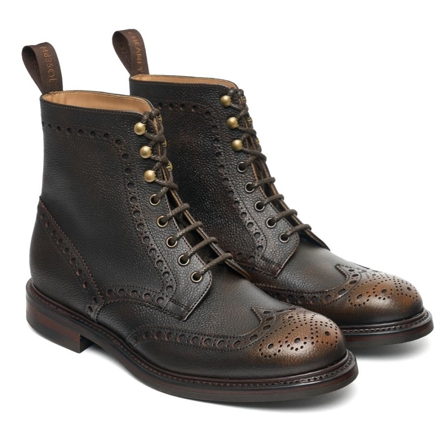 Men Cheaney Brogue Boots | Greyfriars Derby Brogue Boot In Bronze Grain Leather