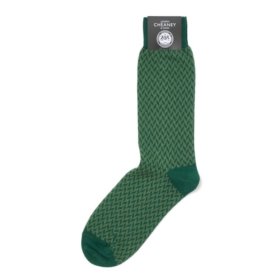 Accessories Corgi | Chevron Green Cotton Socks