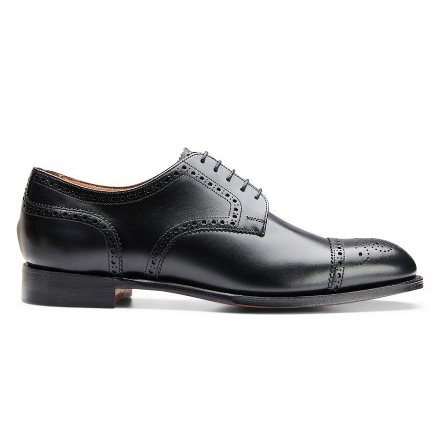 Men Cheaney Semi Brogues | Andrew Derby Semi Brogue In Black Calf Leather