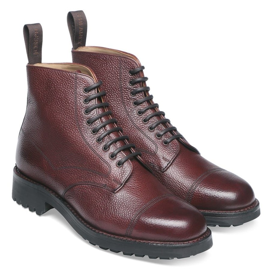 Men Cheaney Derby Boots | Pennine Ii C Veldtschoen Derby Boot In Burgundy Grain Leather