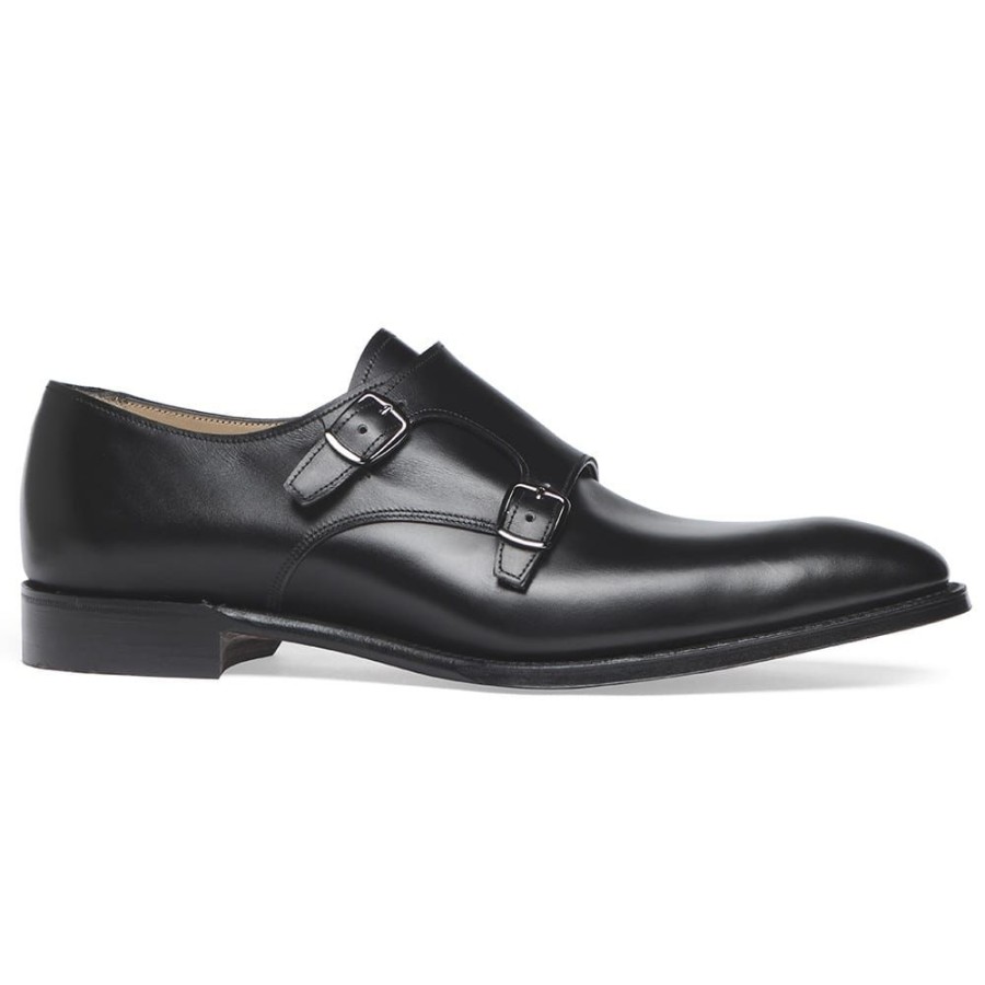 Men Cheaney Monk Shoes | Tiverton Double Buckle Monk Shoe In Black Calf Leather