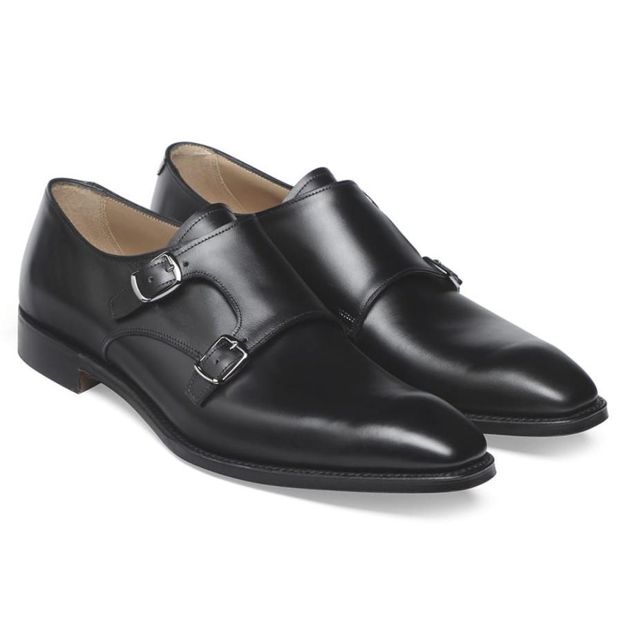 Men Cheaney Monk Shoes | Tiverton Double Buckle Monk Shoe In Black Calf Leather