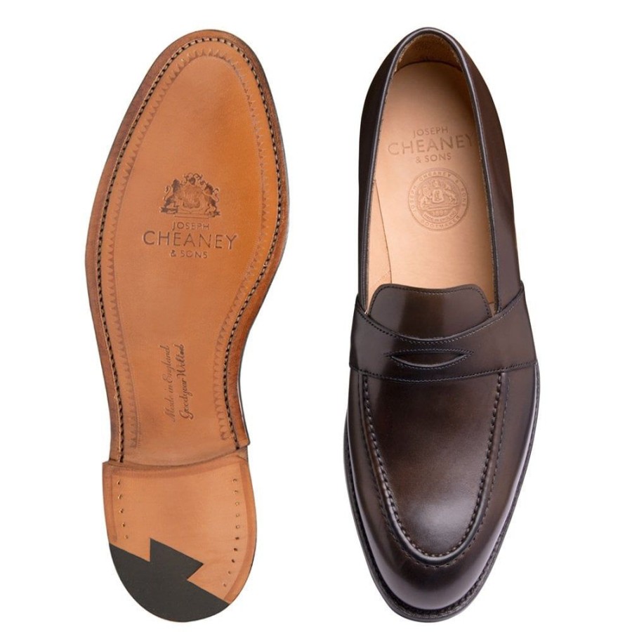 Men Cheaney Loafers | Gracechurch Penny Loafer In Dark Brown Calf Leather