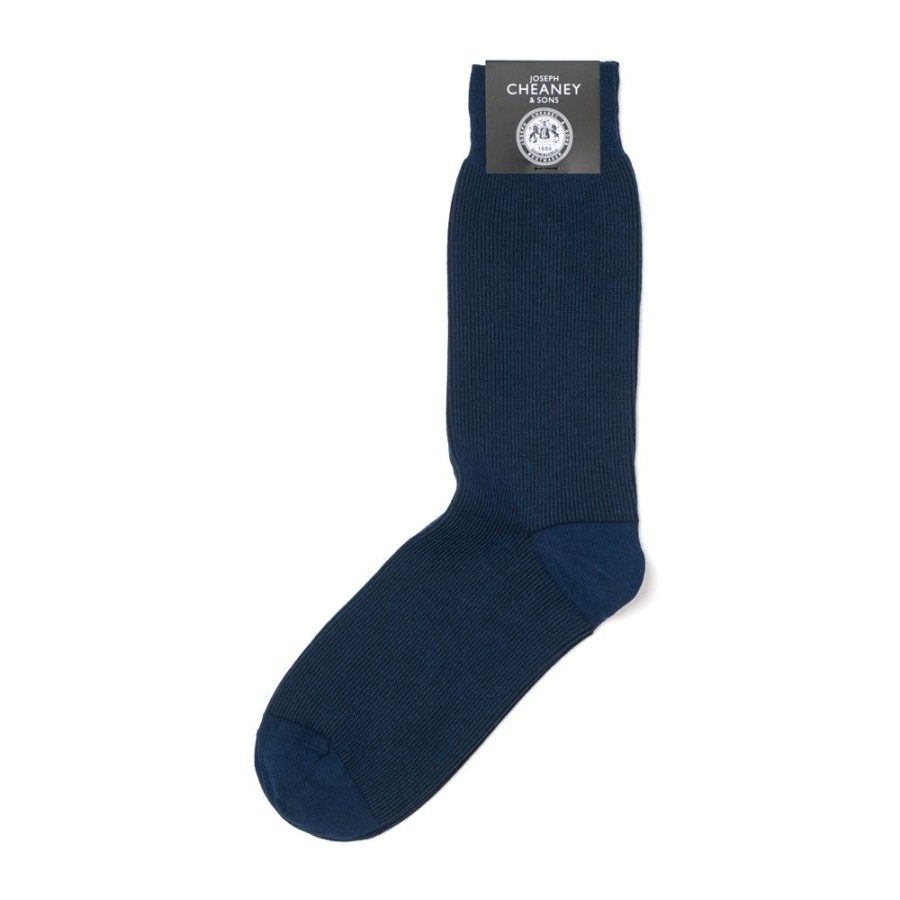 Accessories Corgi | Ribbed Blue Cotton Socks