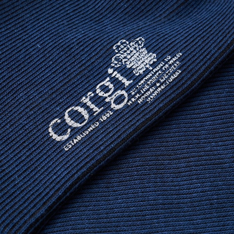 Accessories Corgi | Ribbed Blue Cotton Socks